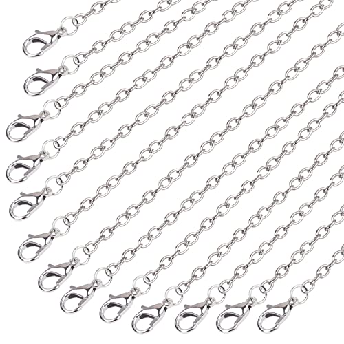 Minelife 30 Pcs Stainless Steel Necklace Chain Bulk, Jewelry Making Chains Necklace Silver Plated Chains Link Cable Chain Necklace for Jewelry Making (18Inch, 2mm) - color: Silver