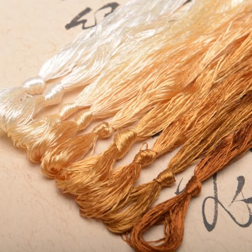 100% Nature Mulberry Handmade Embroidery Silk Thread Woven Jewelry Accessory Artificial Flowers Cross Stitch Floss DIY Sewing Kits 9 Gradient Colors 22m Each (36) - color: 36