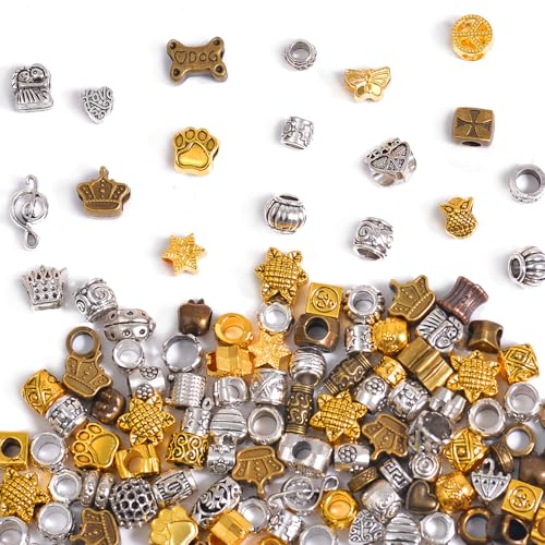 stino Metal Charms for Jewelry Making 100gram, Bulk Tibetan Silver & Gold Plated Trinkets for Earring Necklace Jewelry Making and Findings - color: Bead Charm Mixed Color
