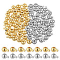 Psyqtsuary 80 Pcs Gold Silver Round Crimp Beads for Jewelry Making Brass Metal Round Crimp-Bead Gold Silver Spacer-Beads for DIY Bracelet Jewelry Making (Gold and Silver)