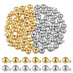 Psyqtsuary 80 Pcs Gold Silver Round Crimp Beads for Jewelry Making Brass Metal Round Crimp-Bead Gold Silver Spacer-Beads for DIY Bracelet Jewelry Making (Gold and Silver)