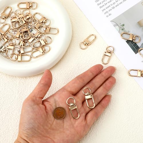 JJUNW 30 Pcs Metal Lobster Claw Clasp, Swivel Snap Key Chain Clip Hooks, Keychain Hooks for Keychain Making DIY Crafts Lanyard Making Pet Collar(Gold) - color: Gold