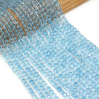 Natural Stone Beads Faceted Square Shape Blue Topaz Crystal Beads for Jewelry Making Necklace Craft Gift 5x5mm