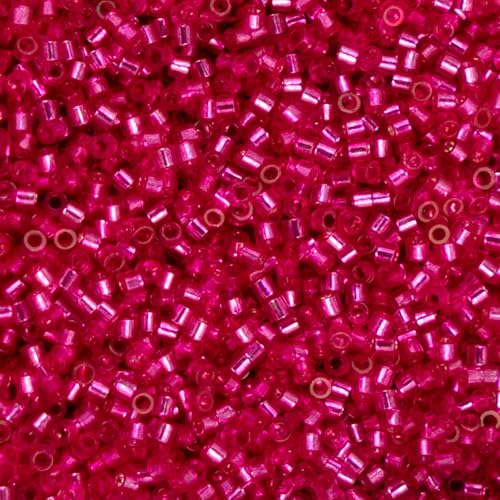 John Bead 25g Cylin Beads Fuchsia Silver Lined 11/0 Glass Cylindrical Seed Beads for Jewelry Bracelets Necklaces Earrings Making Embroidery - color: Fuchsia Silver Lined
