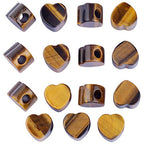 Nupuyai Tiger's Eye Stone Heart Shape Large Hole Stone Loose Beads for Jewelry Making, European Bead fit Charms Bracelet, Pack of 15 - color: 2#-Brown