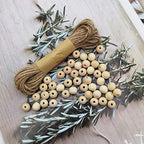 INSPIRELLE 900pcs 10mm Natural Wood Beads Unfinished Round Wooden Loose Beads Wood Spacer Beads with 10M Jute Twine for Craft Making Home Decoration - size: 10mm