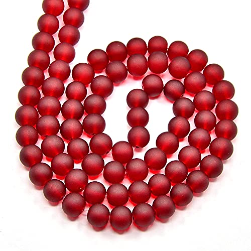 FASHEWELRY 200Pcs Transparent Frosted Glass Bead 4mm Matte Crystal Glass Loose Beads for DIY Jewelry Making (Dark Red) - color: Dark Red