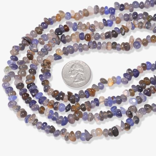 400pcs Natural Chip Stone Beads for Jewelry Making Blue Agate 5-8mm Irregular Gemstones Healing Crystal Loose Rocks Bead Hole Drilled for Ring Earrings Necklace Bracelet Making DIY Art Crafts - color: Blue Agate(2 Strands-62")