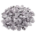 160-210pcs Bali Style Jewelry Making Metal Bead Caps Deluxe New Mix, 100 Gram,Tibetan Silver - color: Antique Silver