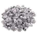 160-210pcs Bali Style Jewelry Making Metal Bead Caps Deluxe New Mix, 100 Gram,Tibetan Silver - color: Antique Silver