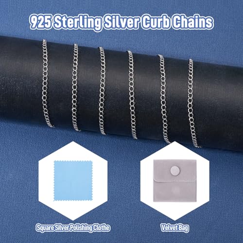 3.28 Feet Sterling Silver Chain for Jewelry Making, Oval Cable Chains 3.5x2.5mm Permanent Jewelry Kit for Women Men Bracelet Necklace Making - color: Silver-Curb Chain