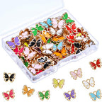 Hicarer 100 Pieces Butterfly Charms for Jewelry Making Mixed Butterflies Charms Colorful Alloy Pendant Jewelry Butterfly Charm for Necklaces Bracelets Earrings DIY Supplies Mother Women