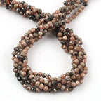 180pcs 2mm Natural Black Stripe Rhodochrosite Gemstone Beads Faceted Round Loose Stone Beads for Jewelry Making (1 Strand) - color: Black Stripe Rhodochrosite, size: 1.9-2.4mm