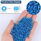 2100 Pcs Size 6/0 Glass Seed Beads, 4 mm Lake Blue Small Mini Spacer Loose Pony Beads for Jewelry Making and DIY Crafts - color: Lake Blue, size: Large