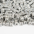 1000pcs Square Letter Beads for Bracelets, 6x6mm Silvery Cube Alphabet A-Z Beads for Jewelry Making Friendship Bracelets (Cube Silver) - color: 6x6mm silver
