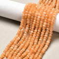115pcs/strand Dyed Natural Jade Rondelle Beads, 4x2mm Faceted Crystal Stone Smooth Loose Spacer Beads for Jewelry Making Bracelets Earrings DIY Beading Craft Supplies, Dark Orange - color: Dark Orange