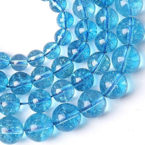 12MM Blue Crystal Quartz Beads Natural Gemstone Round Loose Stone Beads for Jewelry and Bracelets Making 32pcs 15" - color: Blue Crystal, size: 12mm