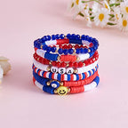 Ornaland 7Pcs Handmade Polymer Clay Heishi Surfer Stretch Bracelets Set Colorful Glass Beads Bracelets Boho Stackable Preppy Bracelets Wrist Jewelry for Women - color: blue 2