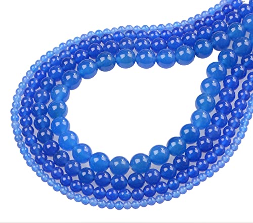 Bymitel 10mm Natural Blue Agate Round Beads Gemstones Genuine with 90pcs DIY Jewelry Making Unisex (10mm 90pcs, Blue Agate) - color: Blue Agate, size: 10mm 90pcs
