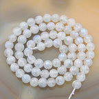 Natural White Moonstone Gemstone Round Loose Beads (6mm) - size: 6mm