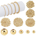 PH PandaHall 695pcs 18K Gold Spacer Beads 5 Sizes Seamless Smooth Beads 2/2.5/3/4/5mm Loose Bead Tiny Ball Bead for Summer Hawaii Layered Necklace Bracelet Jewelry Making - size: Small