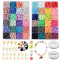 Echoed Elegance Clay Beads 2 Boxes Bracelet Making Kit, 8042 pcs Beads for Jewelry Making, Round Letter Beads with Charm and Elastic Strings, Friendship Bracelets Holiday Gifts for Girls Adults - color: Clay Beads Kit (2 Boxes with Accessories)-about 8042