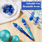Ferreve 20 Pcs Chunky Bubblegum Beads 20mm Focal Pen Large Rhinestone Pearl Beads for DIY Beadable Pen School Jewelry Making Keychain Craft Making(Dark Blue) - color: Dark Blue