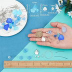 SUNNYCLUE 1 Box Make 10 Pairs Flower Petal Earrings Making Kit Blue Flower Petal Charms Acrylic Bead Caps with Pearl Beads Geometric Linking Rings for Women Beginners DIY Earring Jewelry Making - color: Diy 10 Pairs Blue Themed Acrylic Flower Earrings