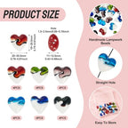 Cheriswelry 24Pcs Heart Pearlized Beads Handmade Lampwork Glass Beads Crystal Glass Heart Loose Spacer Bead 19mm for Women Earring Bracelet Necklace Jewelry Making DIY Crafts - color: 6 Color-Two Tone Heart