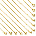 12 Pack Gold Stainless Steel Round Snake Chain Necklace Bulk DIY Craft Adjustable Jewelry Necklace Chain for Women Men - color: Gold Snake Bead, size: 20 inches