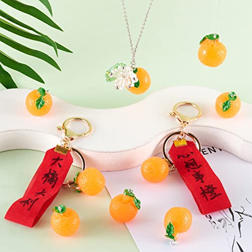 Craftdady Fruit Dangle Charms Pendants Cute Resin Food Pendants Apple Orange Pineapple Strawberry Pendants Lovely Vegetable Mushroom Charms for DIY Craft Earring Bracelet Necklace Jewelry Making - color: Orange