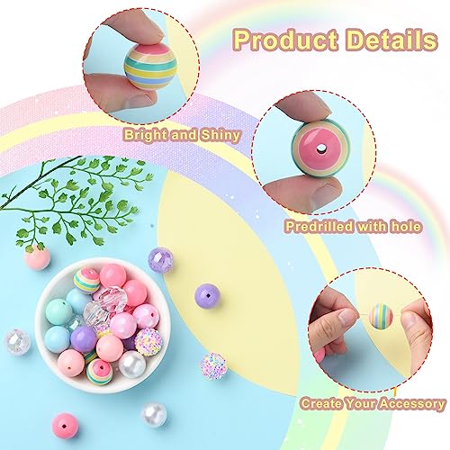DanLingJewelry 50Pcs 20mm Candy Color Acrylic Round Beads Colorful Plastic Bubblegum Round Beads for Jewelry Making Kit - color: 50pcs - mix