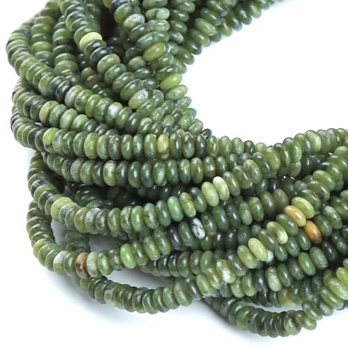 150PCS 2x4mm Natural Chinese Green Jade Rondelle Beads Abacus Disk Stone Beads Round Loose Spacer Gemstone Beads for DIY Bracelet Necklace Jewelry Making - color: Chinese Green Jade, size: 2x4mm Abacus Disk