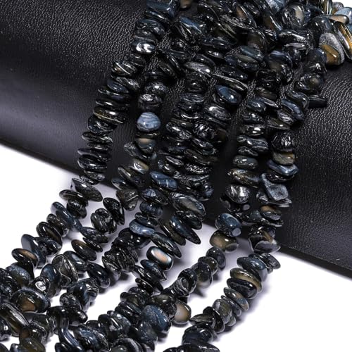 Chip Shells, 260pcs 5-8mm Irregular Beads with Holes, Black Shell & Onyx Chip Beads for Jewelry Making - color: Black
