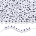 LAIDANLA 1000PCS Acrylic Number Beads Black Number White Round Bead 7×4mm for Jewelry Bracelets Necklaces Key Chains Making - color: T-Black Number White Beads
