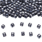 1000Pcs Black Acrylic Cube Letter Beads 6 * 6mm White Alphabet A-Z Beads for DIY Bracelet Necklace Jewelry Making - color: Black Mixed White Letter A-Z