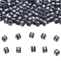 1000Pcs Black Acrylic Cube Letter Beads 6 * 6mm White Alphabet A-Z Beads for DIY Bracelet Necklace Jewelry Making - color: Black Mixed White Letter A-Z