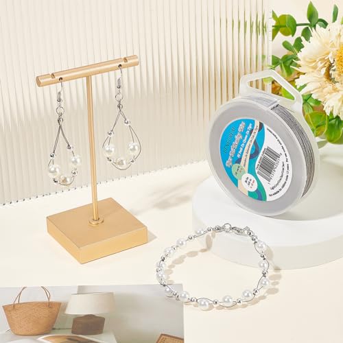 BENECREAT 300-Feet 7-Strand Beading Wire, 0.018inch/ 0.46mm Tiger Tail Bead Stringing Wire for Jewelry Making Threading Necklace Bracelet Crafts - color: Lightgrey, size: 0.46mm - 7 Strands