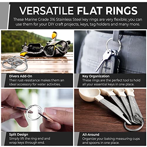 CREST Surgical and Marine Grade Stainless Steel Split Ring for Keychains SS316L Key Rings for Car Keys - color: 25-pack 316ss