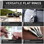 CREST Surgical and Marine Grade Stainless Steel Split Ring for Keychains SS316L Key Rings for Car Keys - color: 5-pack Large