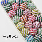 20mm Rhinestone Beads 20pcs Chunky Bubblegum Bead Beadable Pen Beads Shine Disco Ball Beadsfor Necklace Jewelry Bracelets DIY Crafts Making (ColorWhite) - color: colorwhite