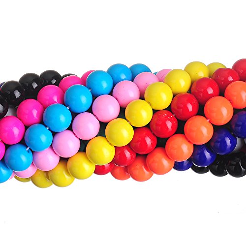 RUBYCA Round Opaque Druk Czech Glass Beads Bulk Jewelry Making Supplies 1 Strand (Mixed Colors, 4mm) - color: Mixed Colors, size: 4mm