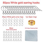 White Gold Earring Hooks, 80 PCS/40 Pairs Ear Wires Fish Hooks, 240pcs Hypoallergenic Earring Making kit with Jump Rings and Clear Silicone Earring Backs Stoppers - color: Small White Gold
