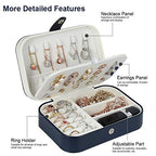jiemei Jewelry Box, Travel Jewelry Organizer Cases with Double Layer for Women's Necklace Earrings Rings and Travel Accessories (Dark Blue) - color: Dark Blue
