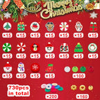 730pcs Christmas Polymer Clay Beads Bracelet Making Kit, Gold Beads Clay Bead Charms for Jewelry Making DIY Bracelet, Necklace, Earring, Christmas Charms Arts Crafts DIY Gifts - color: 1 Christmas model