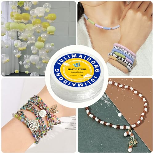 3 Rolls 1.0 mm 495 Feet Rainbow/White/Black Elastic Bracelet Stretchy String Cord, Stretch Bead Cord for Bracelets Jewelry Making, Necklaces, Beading and Crafts (590ft) - size: 590ft