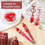 Ferreve 20 Pcs Chunky Bubblegum Beads 20mm Focal Pen Large Rhinestone Pearl Beads for DIY Beadable Pen School Jewelry Making Keychain Craft Making(Red) - color: Red