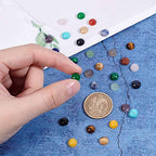 SUPERFINDINGS 36pcs 18 Materals Gemstone Cabochon 8mm Half Round Stone Cabochons Flatback Crystal Quartz Stone for Earring Necklace Jewelry Making - size: 8mm