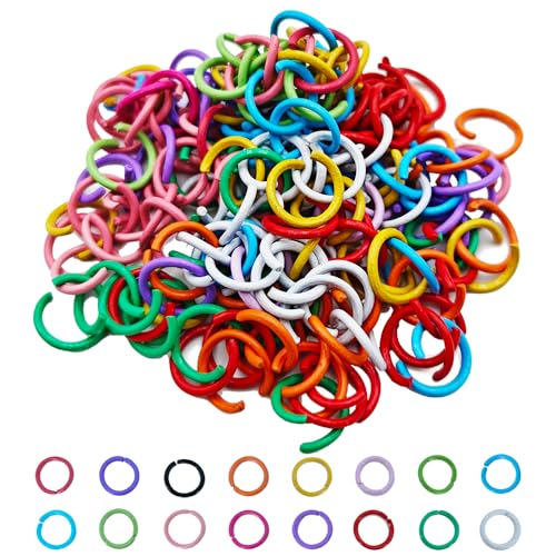 Colored Open Jump Rings Metal Single Jump Ring Iron O Ring Connectors 200 Pieces 8 mm 16 Colors Resistant to Tarnish for Keychain Necklace Bracelet Earring Pendant Bead Jewelry Finding Making Charm - size: 8 mm-200 Pieces