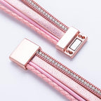 FANCY SHINY Mothers Day Gifts Boho Leather Wrap Bracelet Stackable Infinity Chunky Cuff Bracelets Western Hippie Outfits Jewelry Valentine Gifts for Women - color: Pink